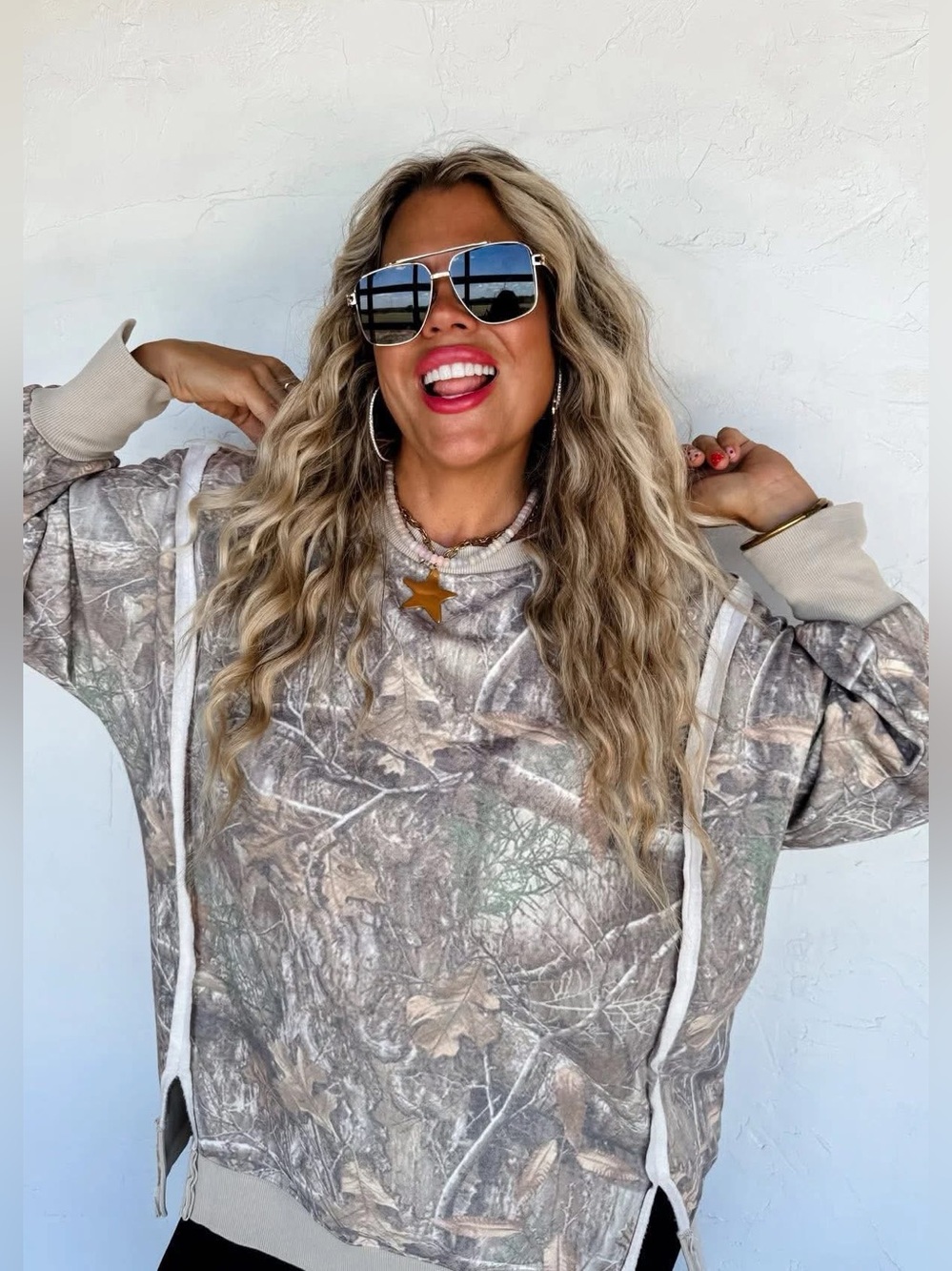 Blakeley Camo Classic Crew Pullover L/XL Oversized Slouchy Sweatshirt NEW